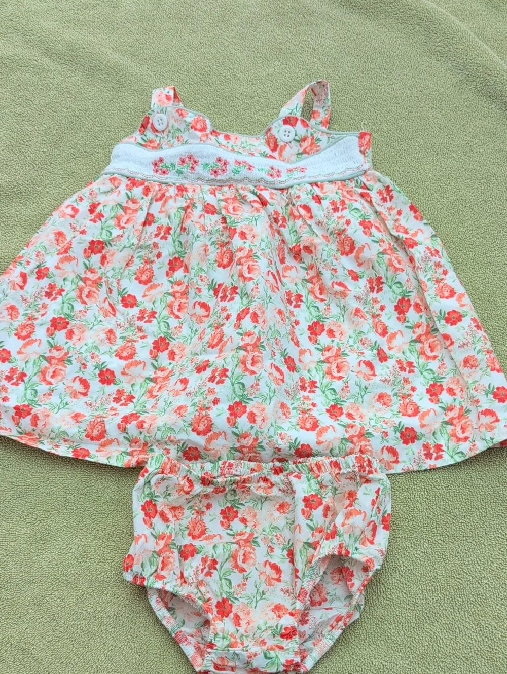 Bonnie Baby Pink & Coral Floral Dress with Lace Trim